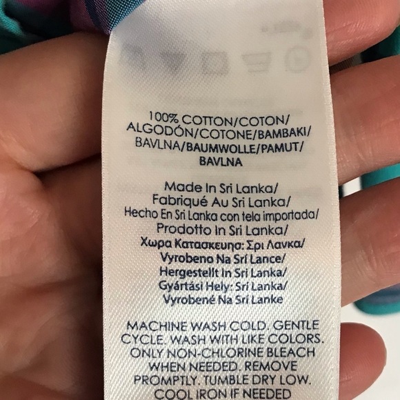 Women’s Chaps Colorful Plaid Button Up 3/4 sleeve shirt size Large - Picture 4 of 4